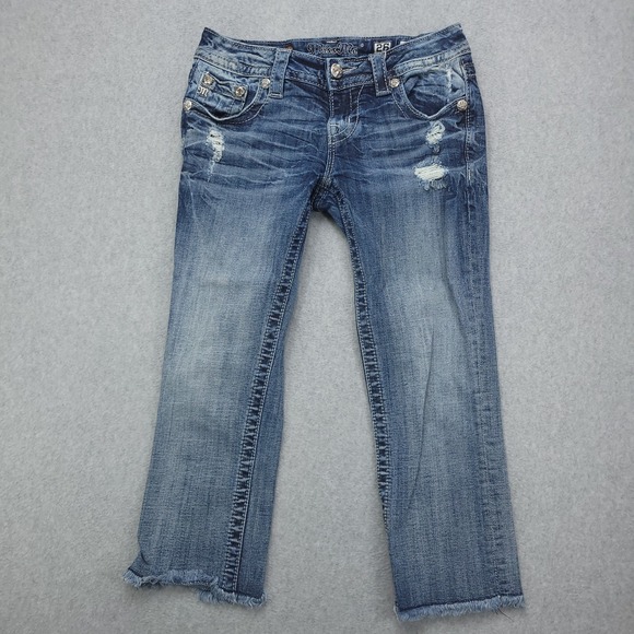 Miss Me Denim - Miss Me Jeans Women's 26 Signature Cuffed Capris Low Rise Embelished‎